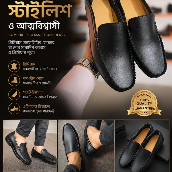 প্রিমিয়াম ২-ইন-১ পিওর লেদার লোফার জুতো